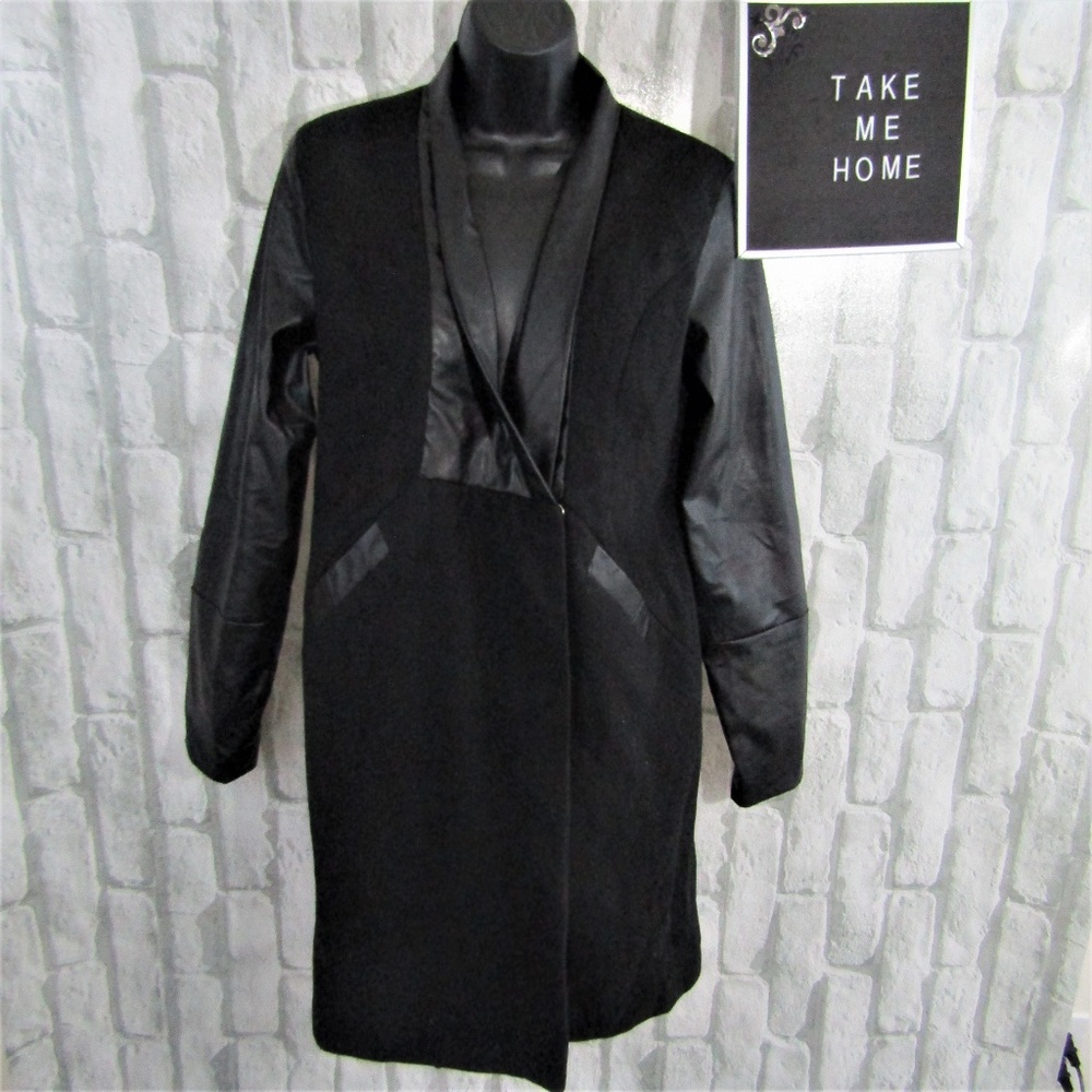 Jeykay Doublebreasted Faux Leather Blazer Coat M